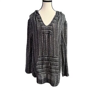 Vena Cava Striped Hooded Tunic Hoodie Metallic Boho Baja Top Size 6